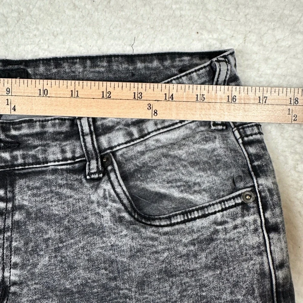 Black Premium Moto Skinny Flex Jeans Men 34x32 Acid Wash Biker Ribbed Streetwear